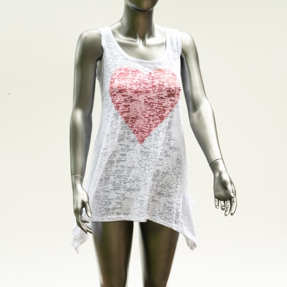 Go Couture Tops - GO Couture Heart Burnout Tank w/Pockets